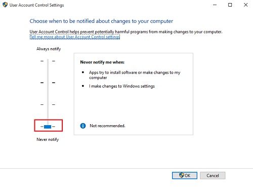 Detailed instructions on how to turn off User Account Control (UAC) on Windows 10