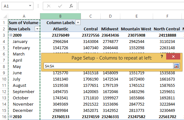 Cách lặp lại tiêu đề trong Excel khi in