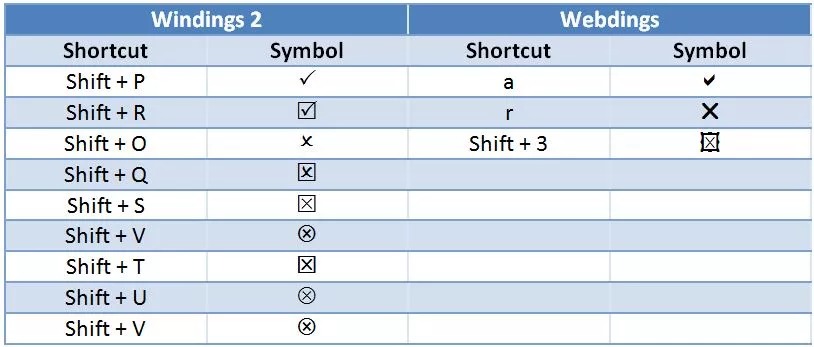 tick marks in word and excel