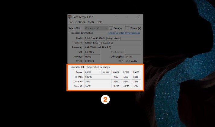 Instructions to check the CPU temperature on the computer