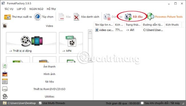 giảm dung lượng video bằng format factory