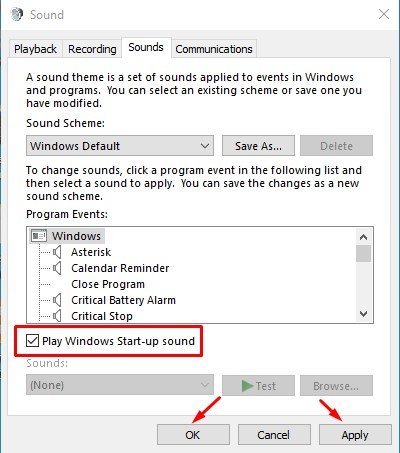 Instructions to turn on and change the Windows 10 startup sound