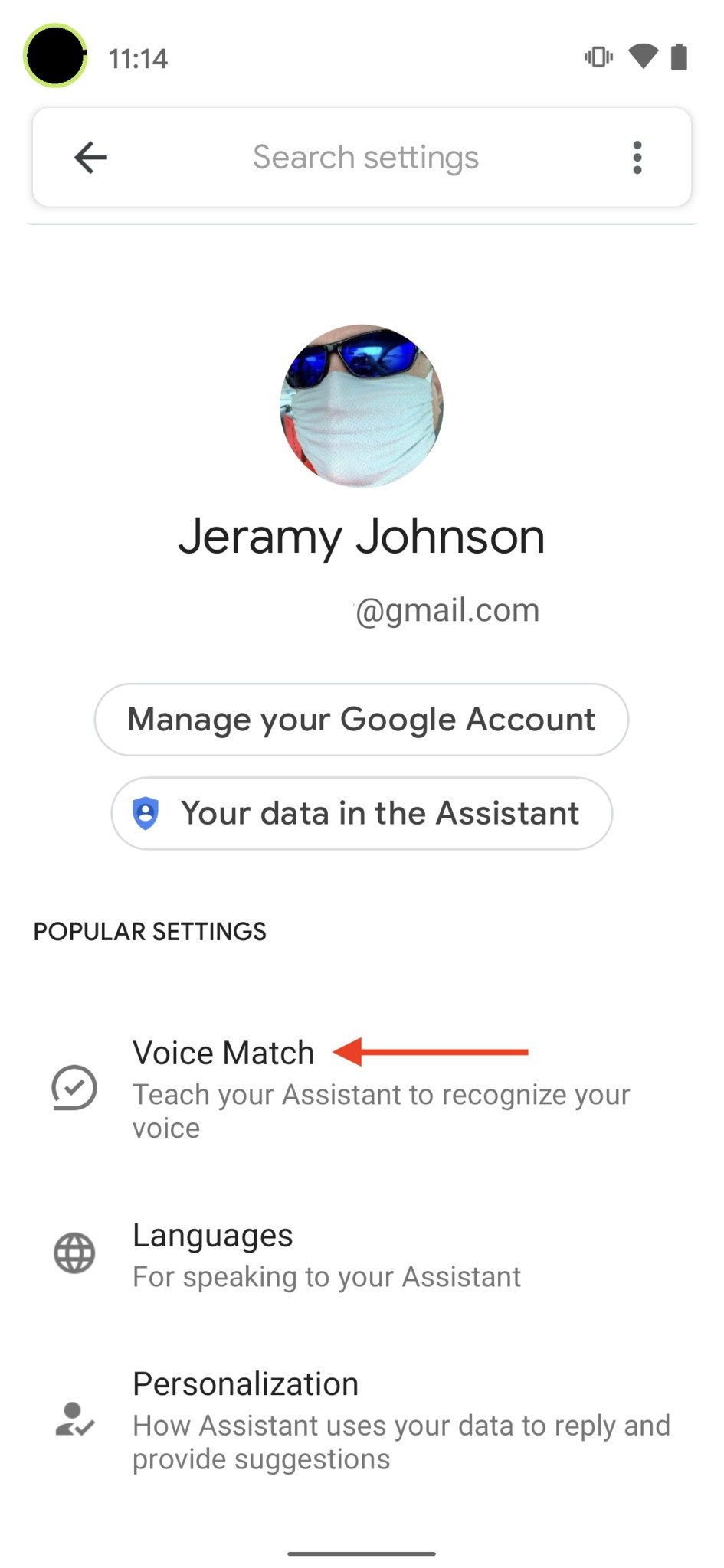 Bật tính năng Voice Match của Google Assistant