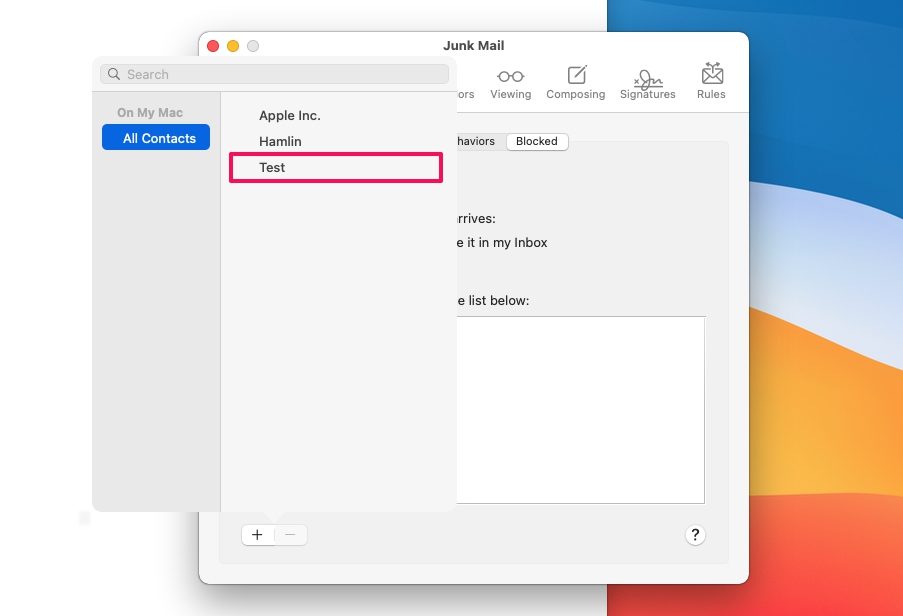 chặn và bỏ chặn email cho Macbook
