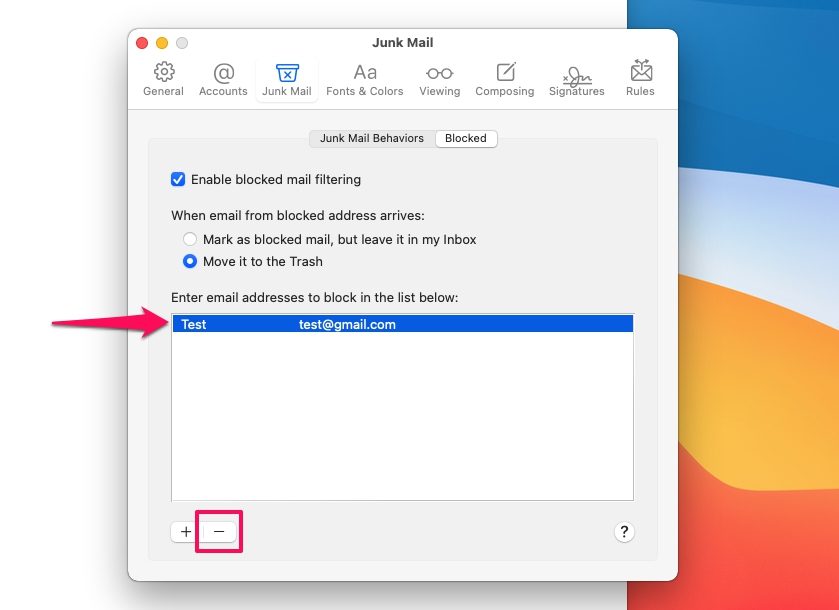 chặn và bỏ chặn email cho Macbook