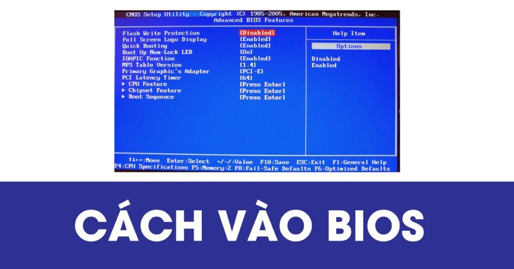 Cách vào BIOS