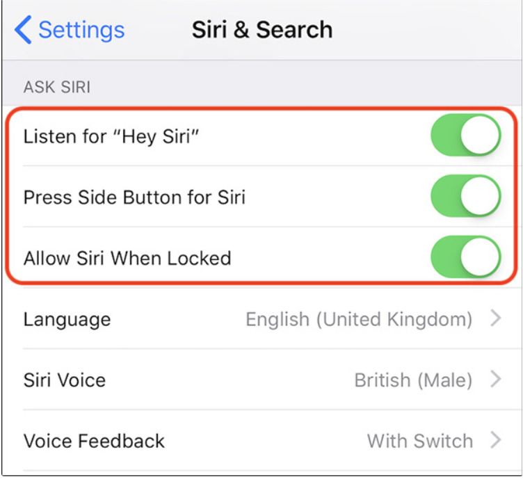 Instructions for voice search on iPhone