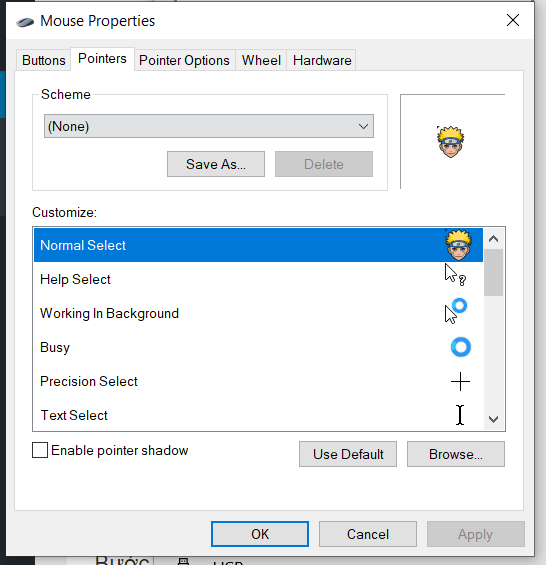 Instructions to change the mouse pointer very cool