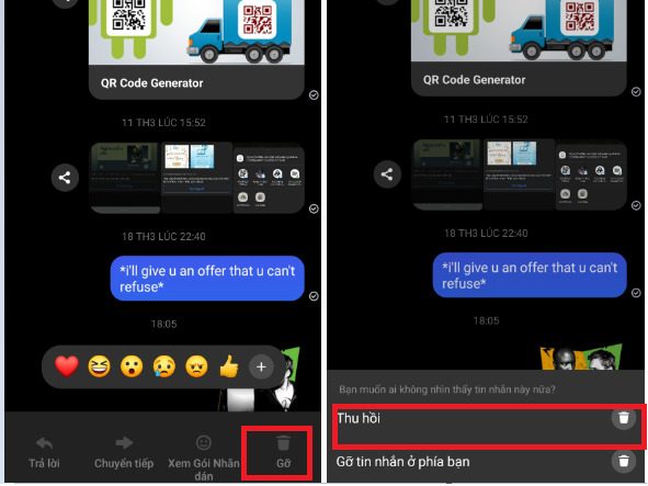 Instructions on how to remove stickers on Messenger within 1 note