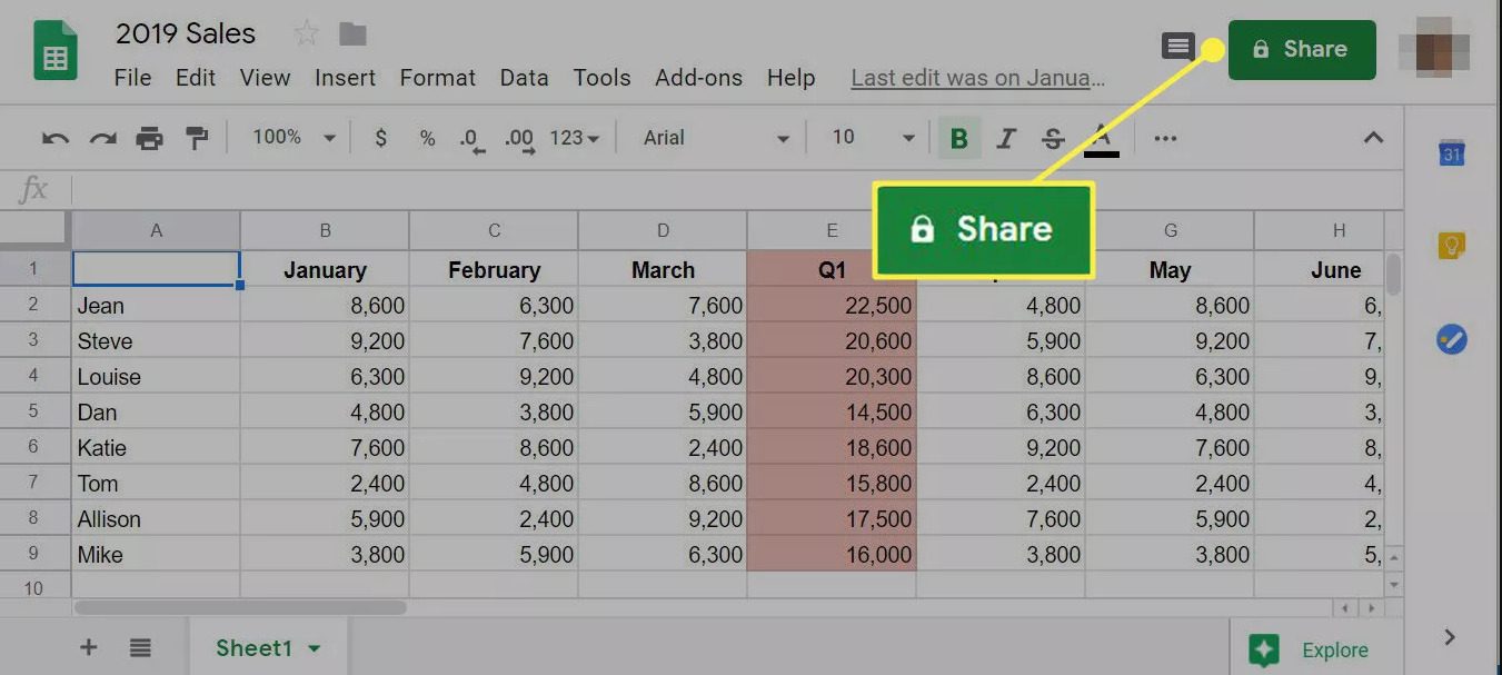 how to share google sheet