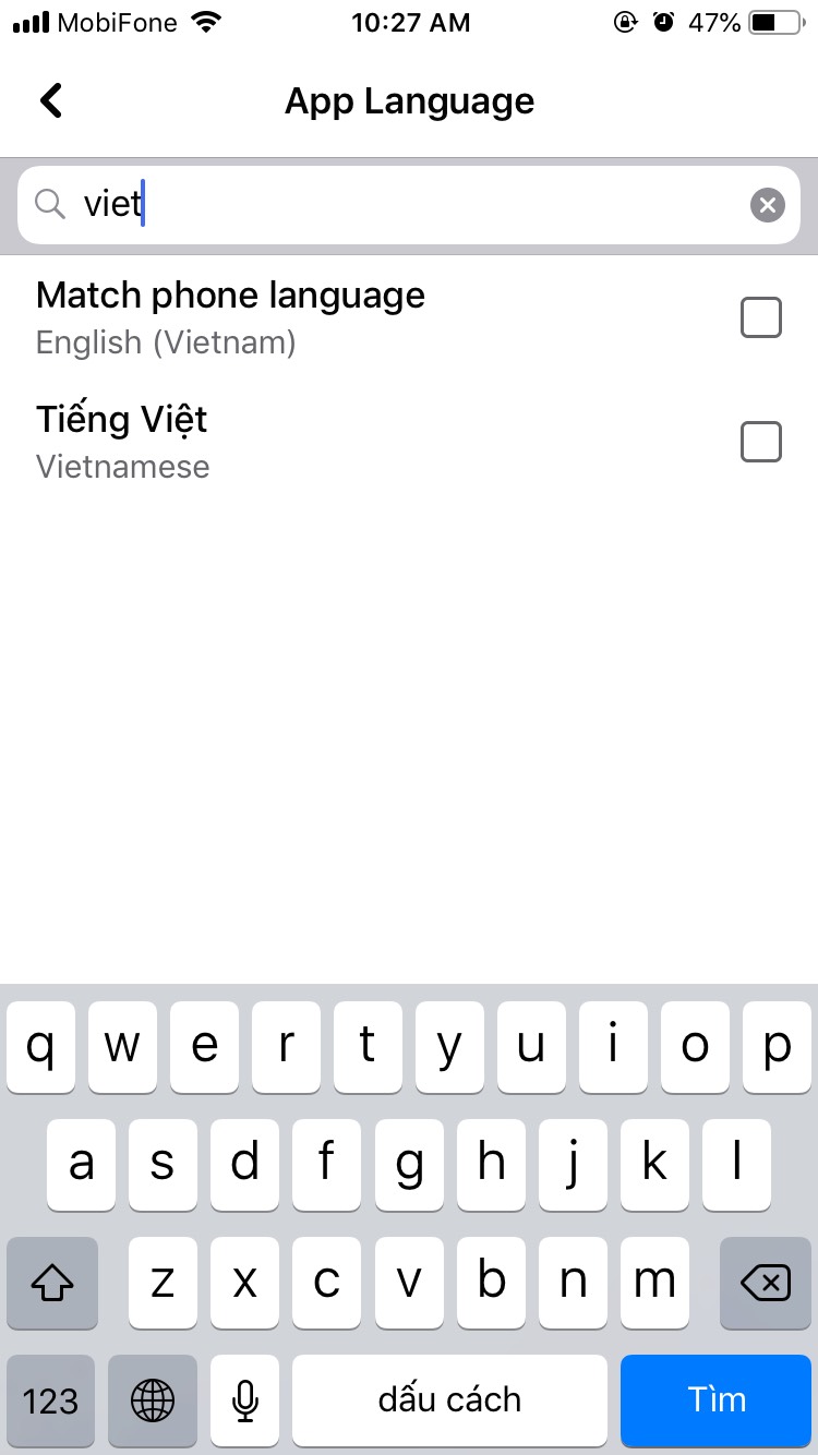 Cách đổi Facebook sang tiếng Việt trên điện thoại 2021