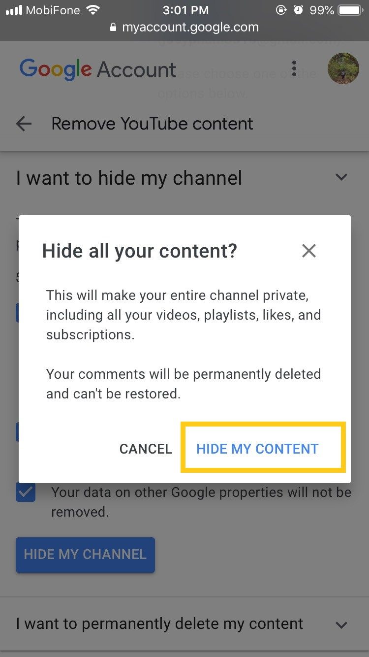 Detailed instructions on how to delete a YouTube channel on your phone