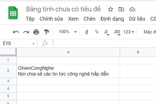 cach xuong dong trong google sheet