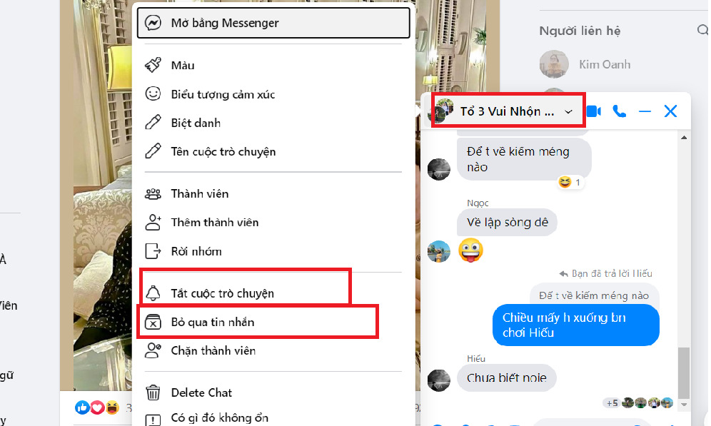 Instructions on how to leave a group on Messenger