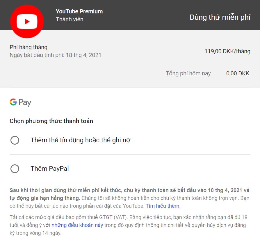 Hướng dẫn cách đăng ký YouTube Premium tại Việt Nam