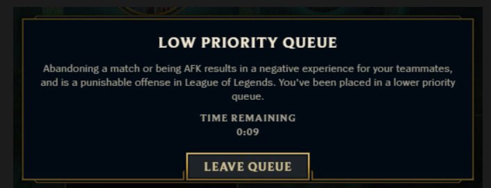 Hình phạt afk trong Liên Minh Huyền Thoại