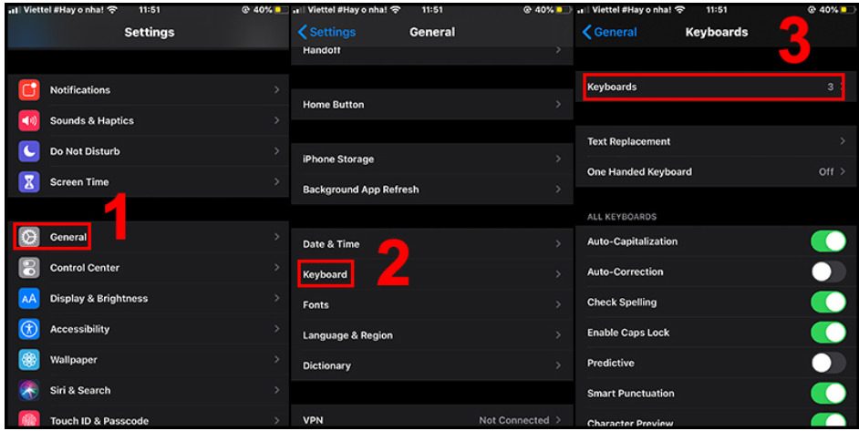 Install Vietnamese keyboard from Settings on iPhone