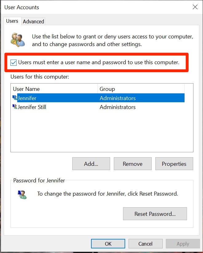 The fastest and simplest way to turn off Windows 10 password