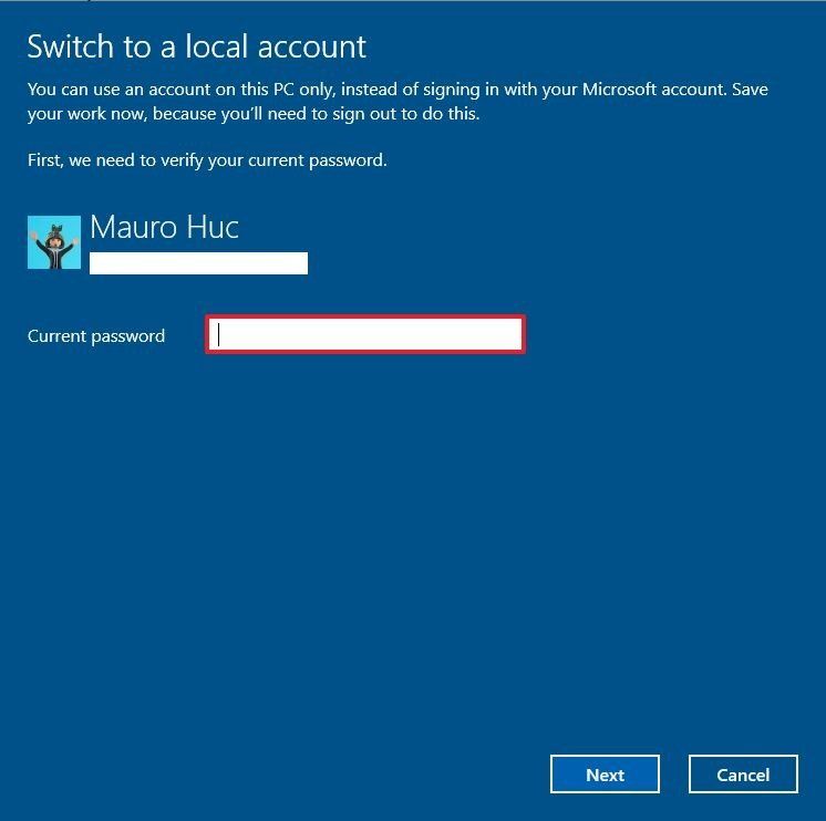 xóa tài khoản Microsoft trên Win 10