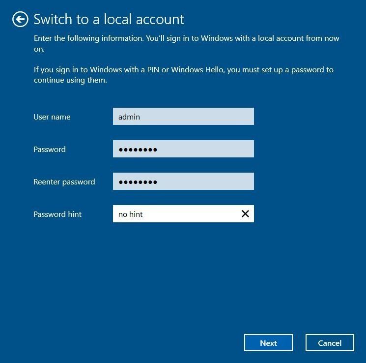 xóa tài khoản Microsoft trên Win 10