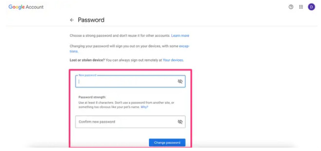cách đổi mật khẩu Gmail