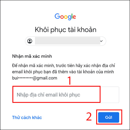 Cách khôi phục mật khẩu Gmail bằng email khôi phục