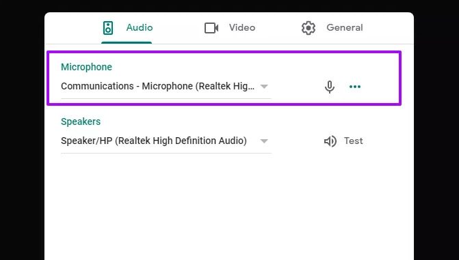 Google Meet does not accept mic