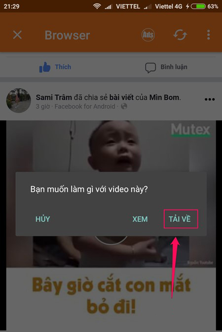 Cách tải video Facebook trên Android