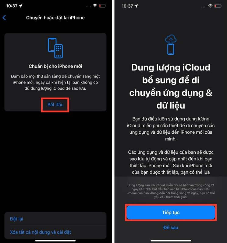 Cách chuyển dữ liệu từ iPhone sang iPhone bằng iCloud