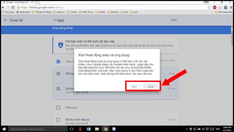 Cách xóa lịch sử tìm kiếm Google trên máy tính