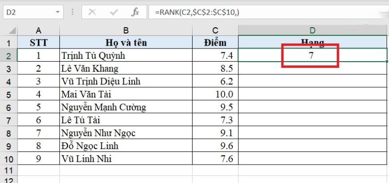 How to use the RANK function in Excel and illustrative examples