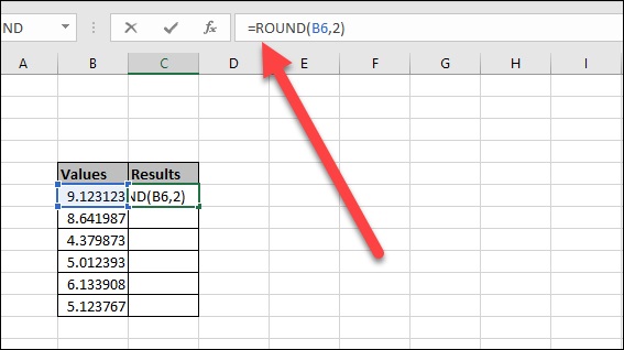 How to round numbers in Excel using the . function
