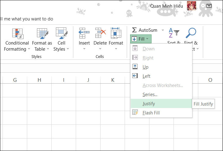 cách gộp ô trong Excel