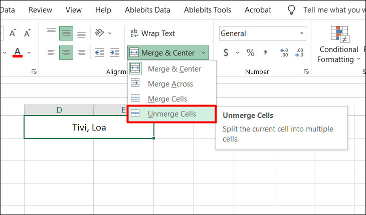 cách gộp ô trong Excel