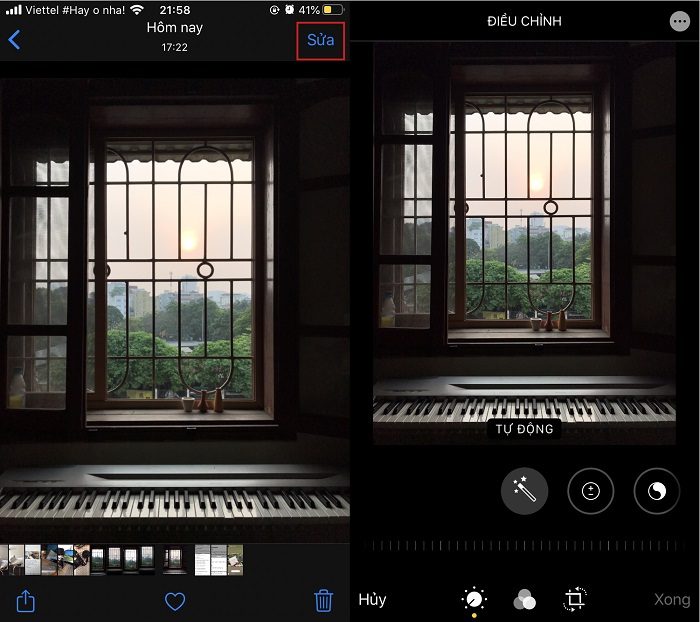 công thức chỉnh ảnh trên iphone trong nhà