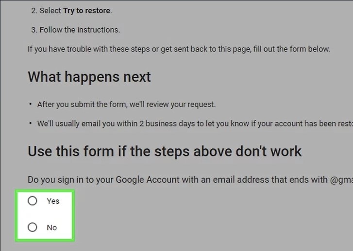 khôi phục tài khoản Gmail bị vô hiệu hóa