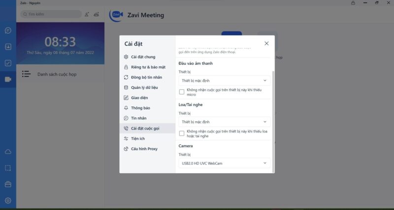 Cấp quyền truy cập micro và camera cho Zalo trên máy tính