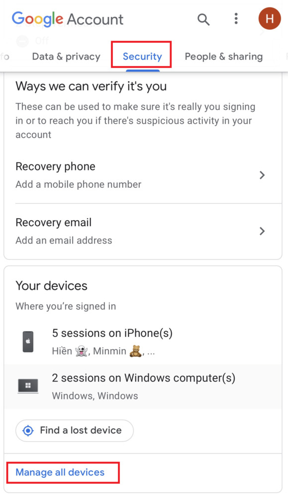 how to sign out of google account on another device using phone