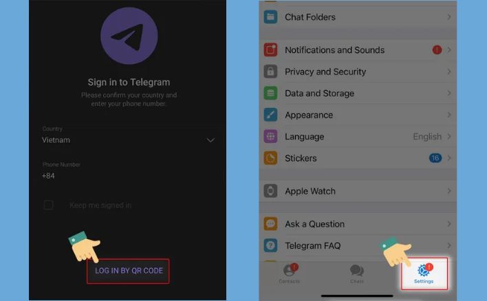Cách đăng nhập Telegram không cần mã code bằng mã QR