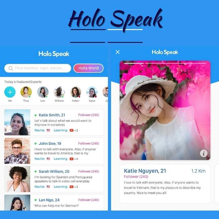 app tiếp xúc với những người quốc tế Holo Speak