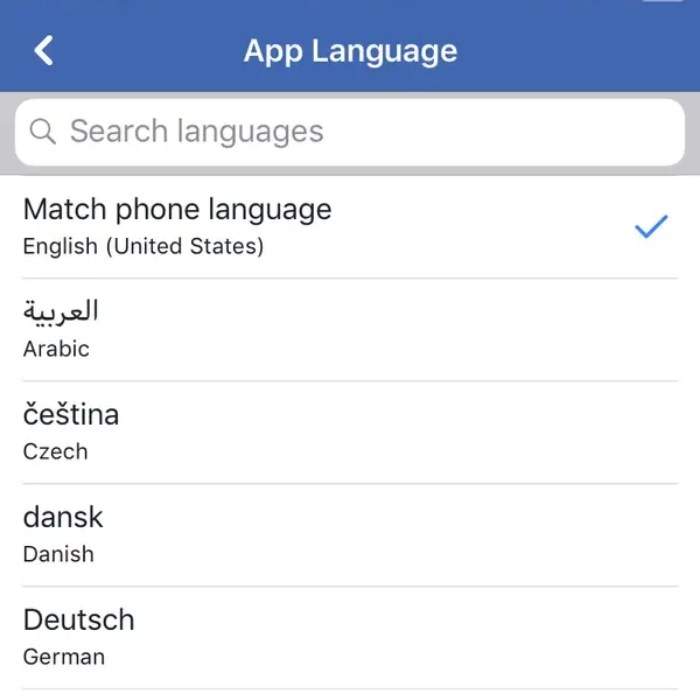 Cách thay đổi ngôn ngữ trên Facebook bằng iPhone