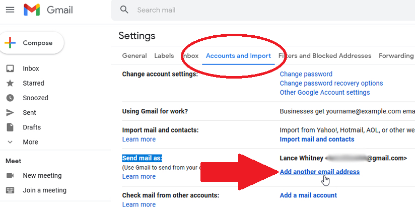 Thêm thông tin tài khoản Gmail phụ thực hiện địa điểm gửi