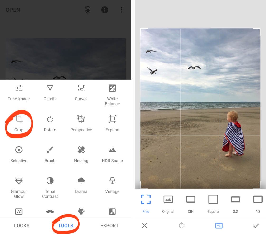 How to use Crop in Snapseed