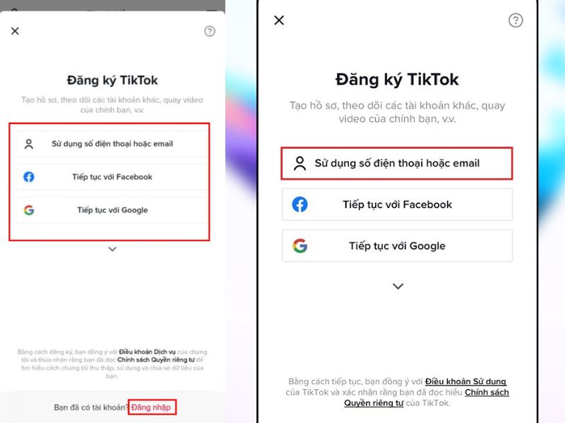 Tải app TikTok về điện thoại và tiến hành đăng nhập tài khoản vừa tạo
