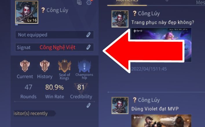 Cách viết chữ có màu trong khung ký Liên Quân