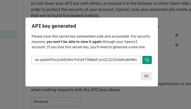 Get your ChatGPT API key