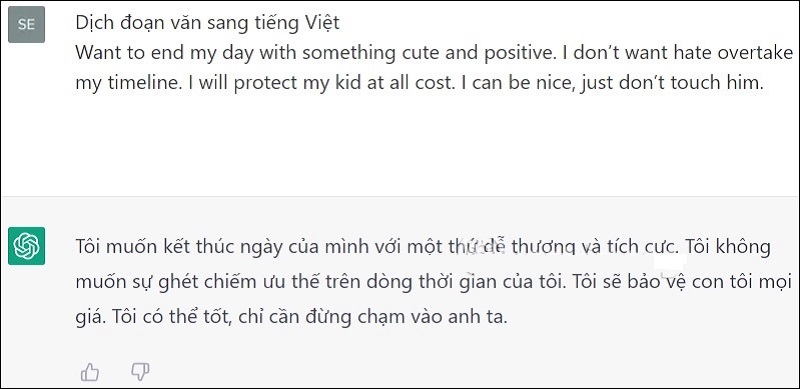 Cách dùng ChatGPT dịch tiếng Anh sang tiếng Việt