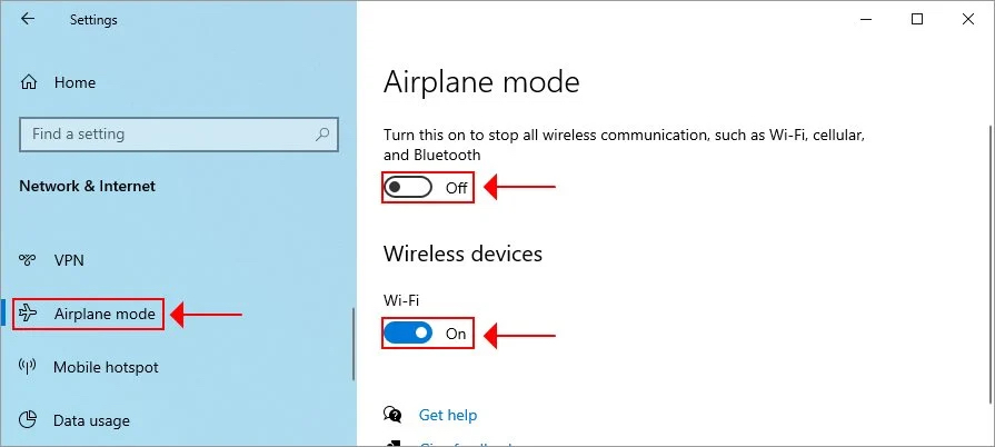 Turn off airplane mode on laptop