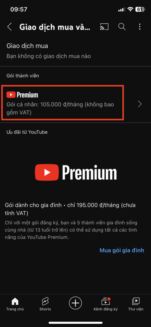 Cách hủy đăng ký YouTube Premium trên điện thoại