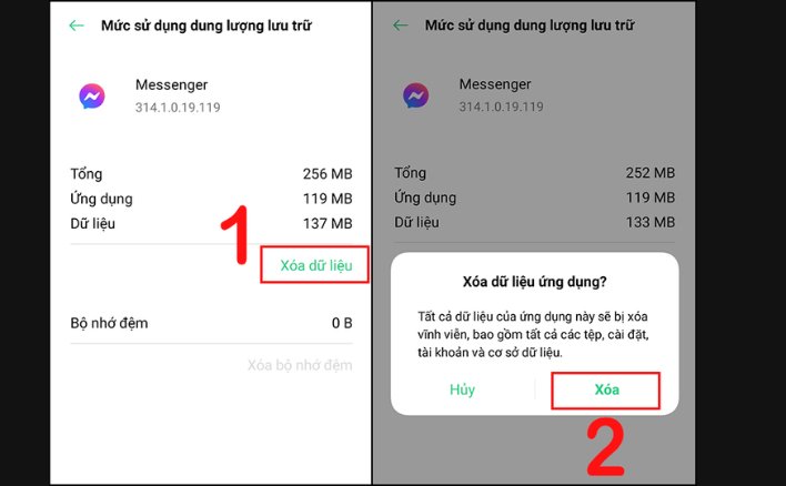 Xóa dữ liệu Messenger trên điện thoại